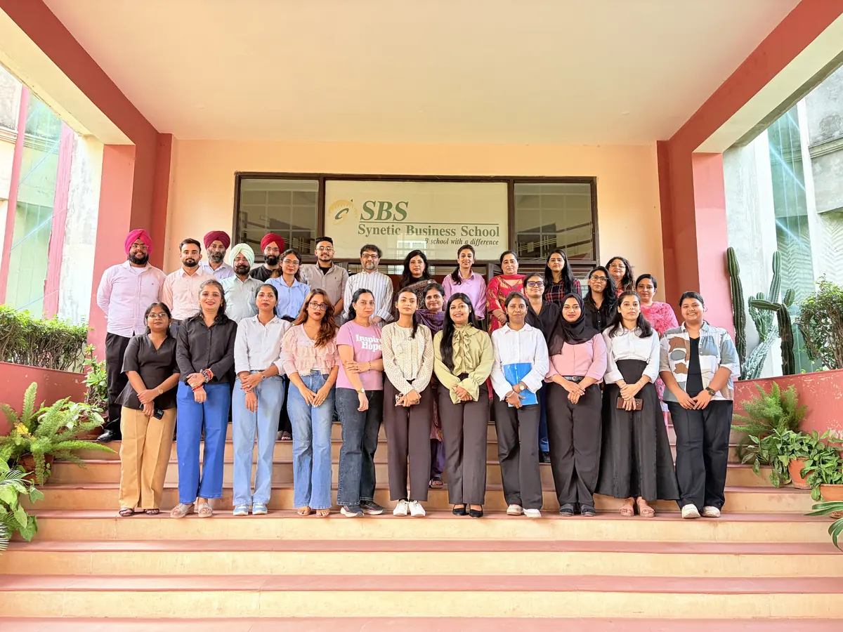 SBS faculty and staff gathered on the campus steps for Khushamdeed, the 2026 batch orientation